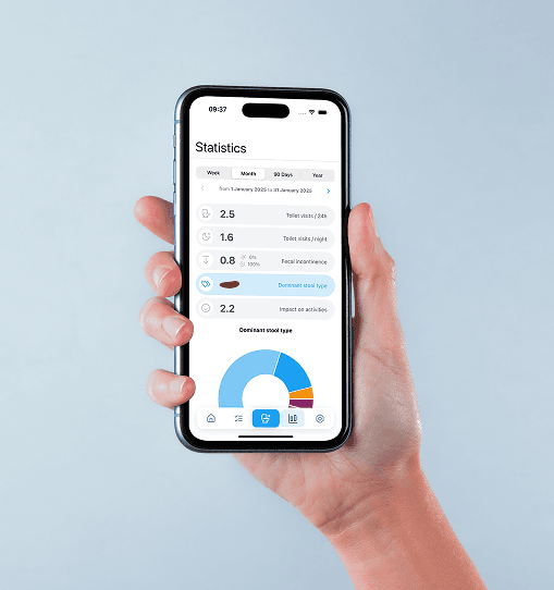 S.Tool app mockup showing statistics screen
